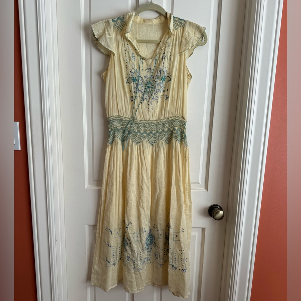 Yellow Smocking Petticoat Dress - similar to Ulla Johnson or Betsy Johnson